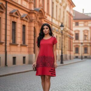 COLINE RED CRISS CROSS DRESS